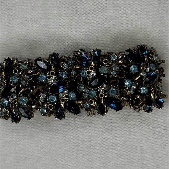 Vintage HOLLY CRAFT blue rhinestone bracelet 1952 great condition safety clasp - Picture 3 of 14